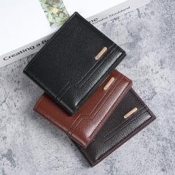 2024 New men's wallet fashion plaid horizontal soft leather men's short wallet large capacity multi-card purse