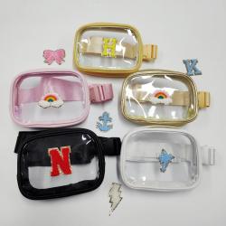 Summer Travel Sport Women Men Black Pink White Transparent PVC Waterproof Waist Belt Bag Small Fanny Pack Clear Stadium Bum Bag