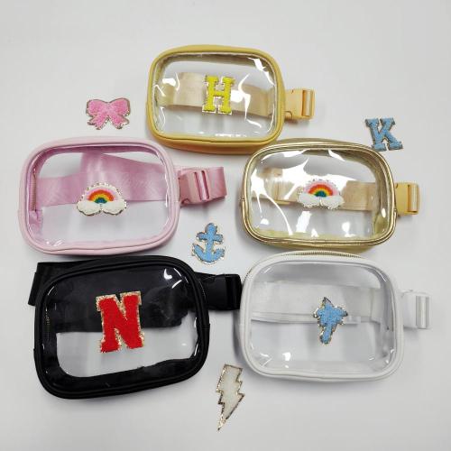 Summer Travel Sport Women Men Black Pink White Transparent PVC Waterproof Waist Belt Bag Small Fanny Pack Clear Stadium Bum Bag