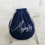 Custom Logo Printing Round Bottom Velvet Suede Gift Drawstring Packaging Bag Soft Velvet Cosmetic Makeup Pouch