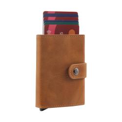 Hot sale leather card holder rfid wallet leather metal credit card holder wallet with coin purse