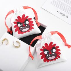 High Quality Satin Drawstring Dust Shoes Bag Black Cosmetic Gift Bags With Draw String Satin Bag