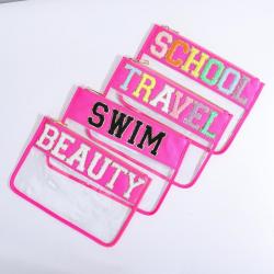 Stock DIY Waterproof Transparent Organizer with Zipper PVC Storage Luggage Pouch for Vocation Gift Clear Cosmetic Travel Bags