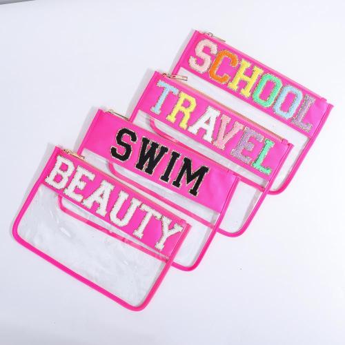 Stock DIY Waterproof Transparent Organizer with Zipper PVC Storage Luggage Pouch for Vocation Gift Clear Cosmetic Travel Bags