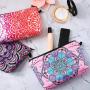 2024 Boho Style Mandala Flowers Digital Printing Zipper Cosmetic Bag Waterproof Travel Makeup Toiletry Pouch