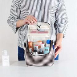 Gelory Stripe Travel Wash Bag Womens Toiletry Pouch Organizer Shaving Cosmetic Case Waterproof Storage Bag