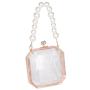 HR402 Transparent Women's Trendy Acrylic Mini Box Bag Retro Cross Body Chain Small Bag Pearl Lock Buckle Dinner Clutch Handbag