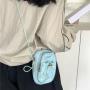 New style Simple womens cross bag Water Resistant Nylon cloth Zipper mini phone bag PU Drawstring Ruffles small crossbody bag