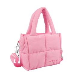 CHANGRONG Custom women lightweight waterproof Nylon Pink puffer tote bag quilted puffy handbag