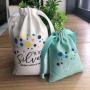 Custom Square Bottom White Cotton Spa Drawstring Bag