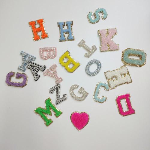 Personalized Self Adhesive Christmas Red Chenille Multi Color Patch Letters Varsity Letters Patch Chenille Letter Patches