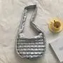 New Korean Version Of Rhombus Cloud Bag Fluffy Soft Long Shoulder Strap Shoulder Bag Silver Large Capacity PU Leather Puff Bag