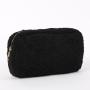 High Quality Luxury Custom Adorable Black Sherpa Cosmetic bag Women Makeup Brushes Bag Eco-Friendly Teddy Bear Standing Pouch