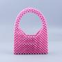 New arrival acrylic resin handmade hand bag silver beaded shoulder bag diy portable mini bucket woven bags for women