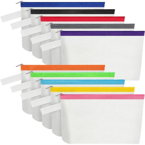 Gelory Blank DIY Craft Pencil Bag Travel Toiletry Pouch Custom Sublimation Zipper Canvas Pencil Bag