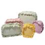 2022 New Design Multicolor Gingham Ruffle Cosmedtic Bags Nylon Pouch Women Fashion Plaid Travel Bag Plaid Makeup Bag