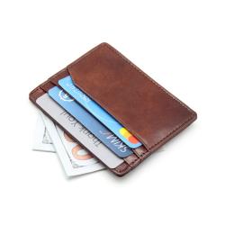 Premium italian leather card wallet with rfid atm card holder with custom embossed logo with gift box