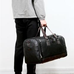 OEM1004 Men's Large PU Leather Bag Sports Travel Gym Handheld Bag Unisex Luggage Business Waterproof Work Preparation Bag
