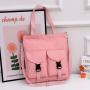 New Fashion Woman Canvas Bag Custom Wholesale Large Capacity Simple Student Book Bag Pure Color Soft Shopping Shoulder Bag