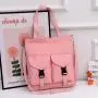 New Fashion Woman Canvas Bag Custom Wholesale Large Capacity Simple Student Book Bag Pure Color Soft Shopping Shoulder Bag