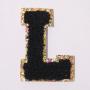 Stock Multi Color Black Self Adhesive with 3M Sticker Fuzzy Glitter Trim Iron Stick A-Z Alphabet Letters DIY Embroidered Patches