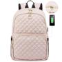 LOVEVOOK Quilted Nylon Travel Laptop Bag With Anti-Theft Zipper College School Bookbag with USB Port Men Women Laptop Backpacks