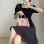 Women's Autumn New Silk Scarf Handbag Pu Leather Solid Color Shoulder Bag Chain Lock Small Square Bag