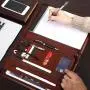 Premium Stylish File Folder PU Leather A4 Portfolio Cover Folder Zipper Closure