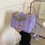 2022 Summer Popular Small Bag Korean Simple Checker Biscuit Bag Versatile Western Network Red One Shoulder Crossbody Bag