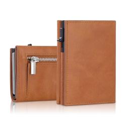 Aluminum Mens Wallet Card Holder Leather Wallet Pop Up Wallet RFID Blocking Slim Minimalist Large Capacity 14-18 Card Capacity