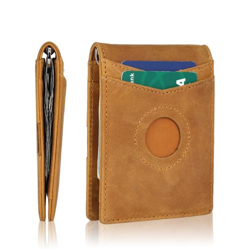 2024 Short Multi Card Hold Vintage Crazy Horse Leather Wallet Money Clip For Men Geldbeutel
