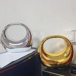 2024 new high-grade curved moon bag gold and silver ornaments home decorative handbag makeup acrylic bag