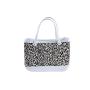 Leopard Print Cow Baseball Print Beach Bag Single Handle Fashionable Portable Organizer with Button Closure Hole Eva Large Bag