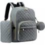 LOVEVOOK Quilted Waterproof Mommy Travel Back Pack with Portable Diaper Pouch Wipeable Changing Pad Baby Diaper Bag Backpacks