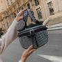 2024 new rhinestone silver leather bag women shoulder bag upgrade fashion atmosphere semi-oval handbag
