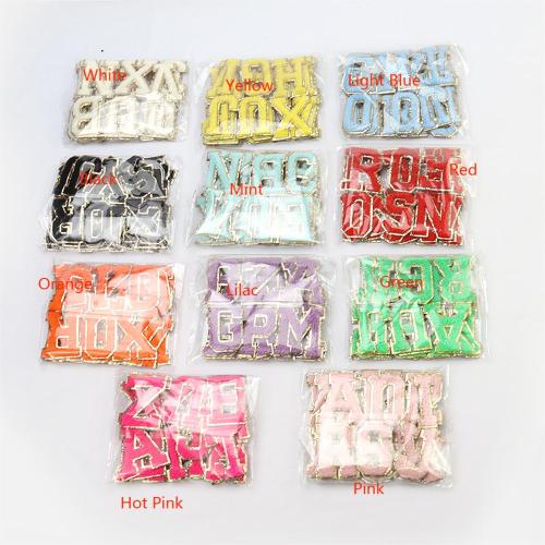 Multicolor 26 Alphabet Letters Self Adhesive Glitter Chenille Embroidery Letter Patches Varsity Shape Patches Chenille Patches