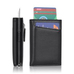 Pu Leather Aluminum Card Holder Trifold Wallet Id Card Holder Pu Metal Wallet Holder