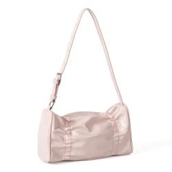 2024 Summer Sweet Style Shoulder Bag Light Pink Pleated Design PU Leather Handbag Spot Wholesale Handbags for Girls
