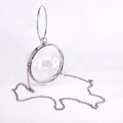 Wholesale wedding party transparent women crossbody evening bag gold round clear acrylic ball clutch purse bag 2024