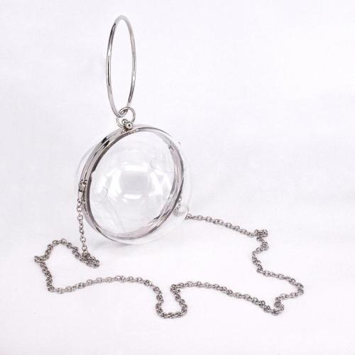 Wholesale wedding party transparent women crossbody evening bag gold round clear acrylic ball clutch purse bag 2024