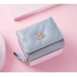 KBW702 Women Short Wallet Fashion Girl Buckle Cross Wallet Horizontal Square Card Holder Handbag Coin Purse Zero Wallet