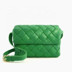 Custom New Arrival Fashion Designer Brand Soft Vegan Leather Weave Womens Crossbody Bag Luxury Pu Flap Bag Ladies Messenger Bags