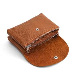 ZX021 Genuine Leather Men And Women Zipper Wallets Credit Card Key Coin Purse Mini Wallet Business Pouch Storage Pocket