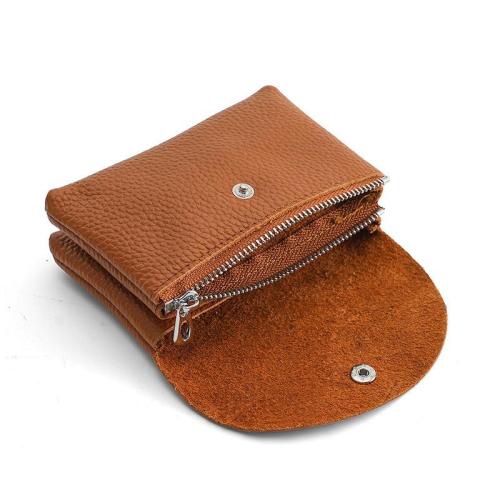 ZX021 Genuine Leather Men And Women Zipper Wallets Credit Card Key Coin Purse Mini Wallet Business Pouch Storage Pocket