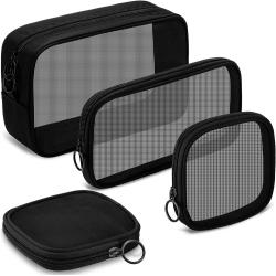 Travel Portable Nylon Mesh Toiletry Make Up Bag Zipper Makeup Pouch Mesh Cosmetic Bag