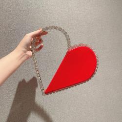 CCF647 High End Evening Messenger Clutch Bag PU Diamonds Love Heart Evening Bags Luxury Handbags For Party  Clutch Purses