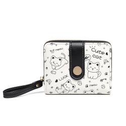KBW180 2023 Wholesale New Cute Kitten Girls Wallet Short Student Card Bag Zip Coin Purse Ladies Wallet