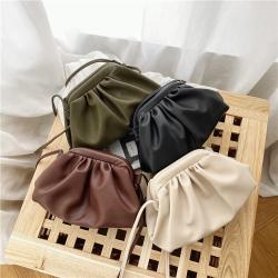 Custom messenger bag Fashion metal clip opening women's shoulder holds bag fold PU soft leather small crossbody bag