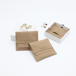 Flexography Custom Emboss Logo Small Envelope Flap Jewelry Pouch Luxury Microfiber Suede Necklace Earring Jewelry Bag