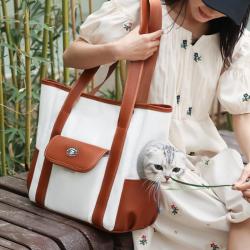 ZR848 Pet Bag Dog Cat Travel Exposed Head Portable Shoulder Tote Bag Lovely PU Canvas Breathable Fabric Portable Outdoor Pet Bag